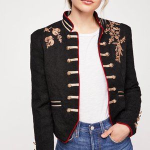 Free People Black Lauren Band Jacket Military Large